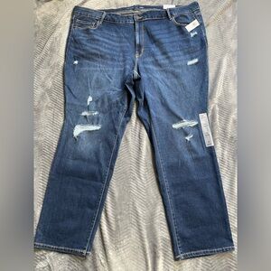 NWT Old Navy Midrise Power Slim Straight Ripped Distressed Jeans Plus 26